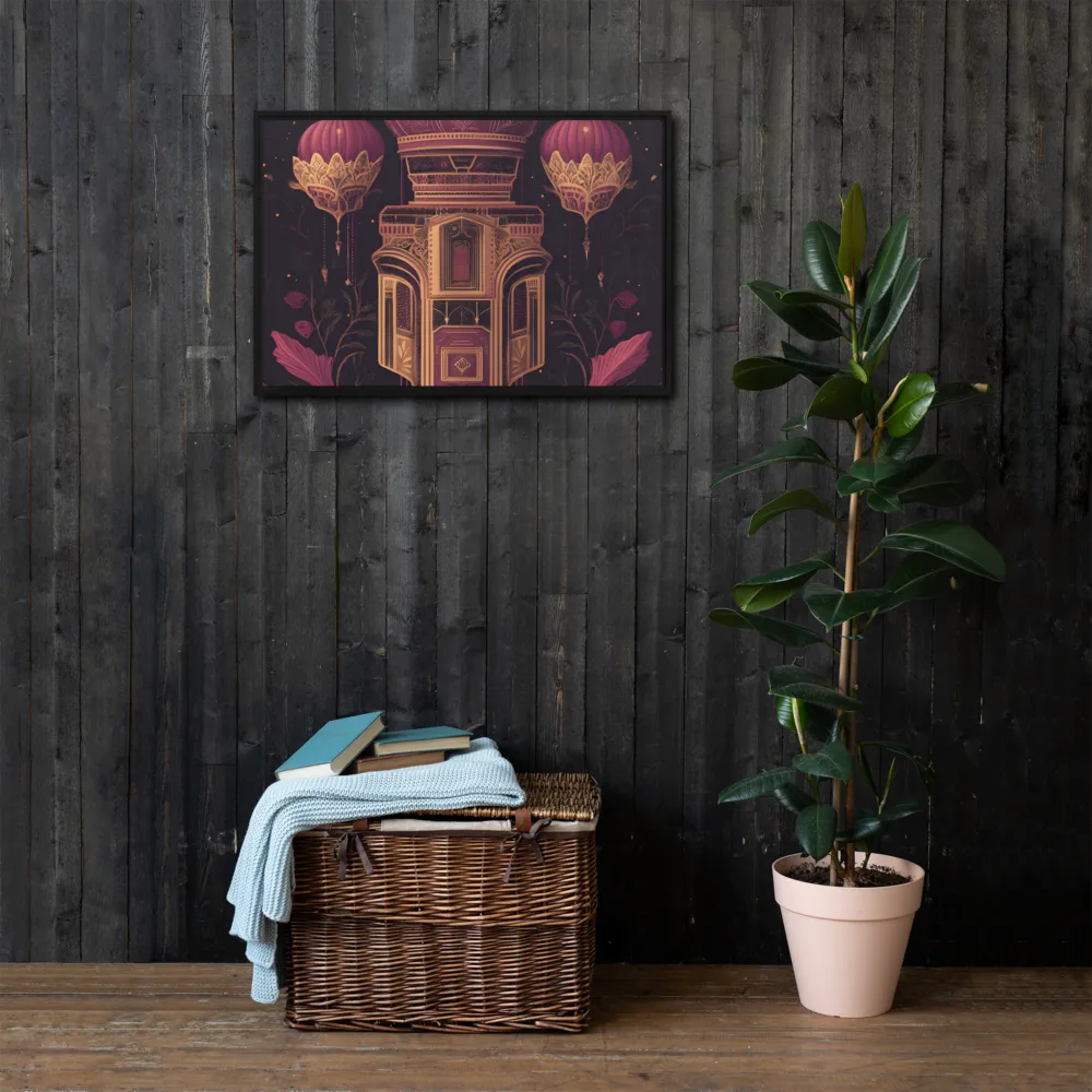 Ornate Harmony: A Digital Floral Architecture | Canvas with Black Frame | 20″×30″