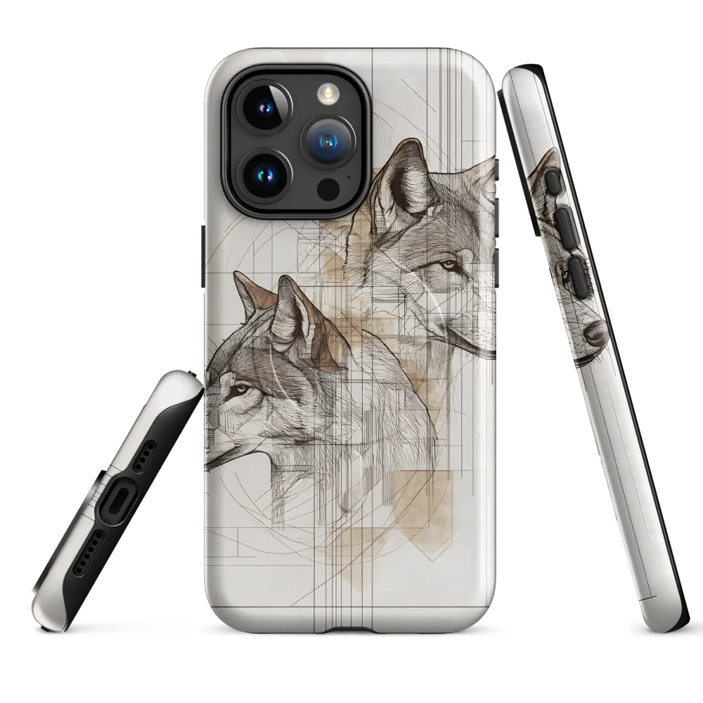 Geometric Harmony: The Essence of Wolves | Phone Case |  15 Pro Max | MagSafe® Tough Case | Glossy