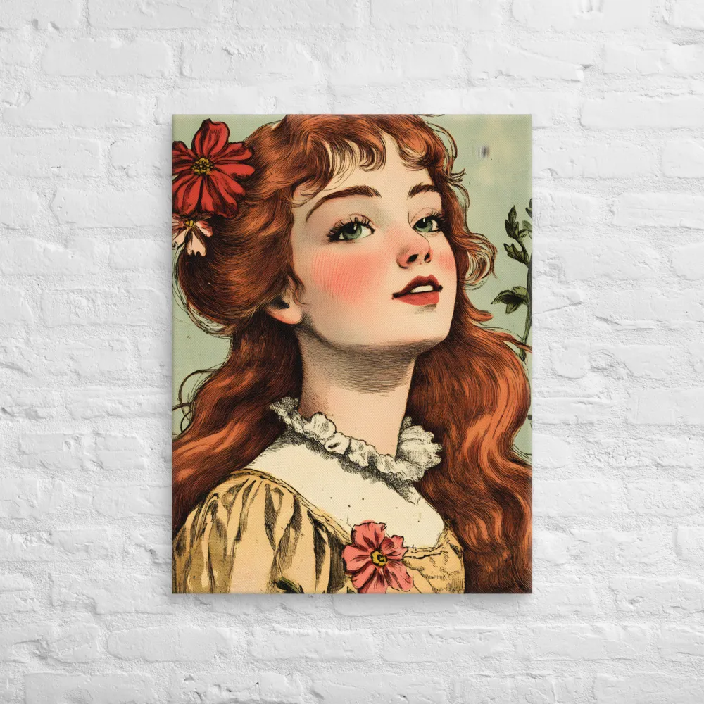 Whimsical Portrait of a Flower-Adorned Girl | Canvas | 24″×32″
