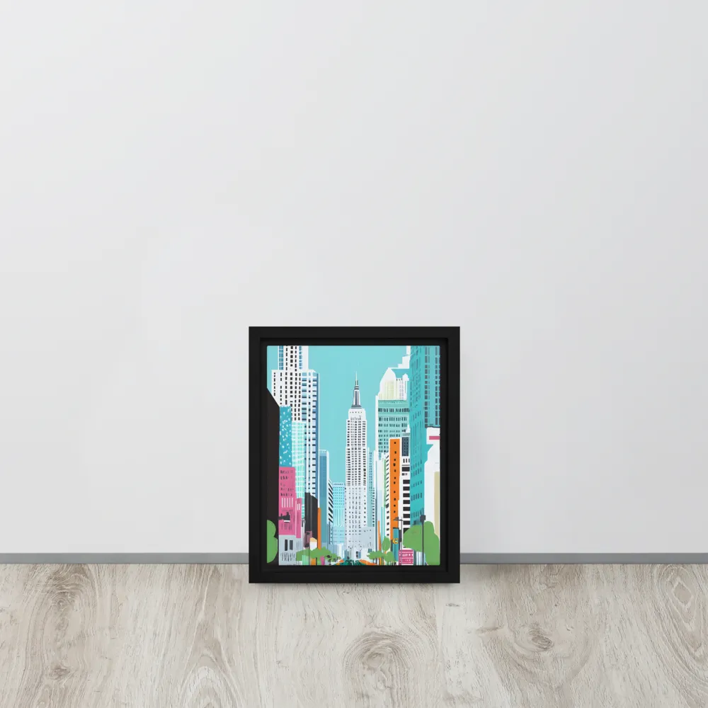 Urban Symphony: A Modern Cityscape | Canvas with Black Frame | 8″×10″