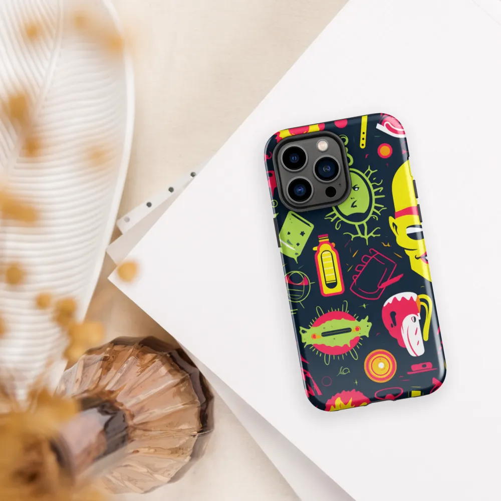 Neon Revelry: A Quirky Exploration of Modern Pop Art | Phone Case |  14 Pro Max | Tough Case | Glossy