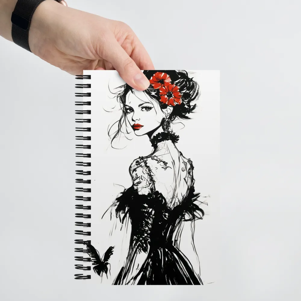 Elegance in Black and Red | Spiral Notebook