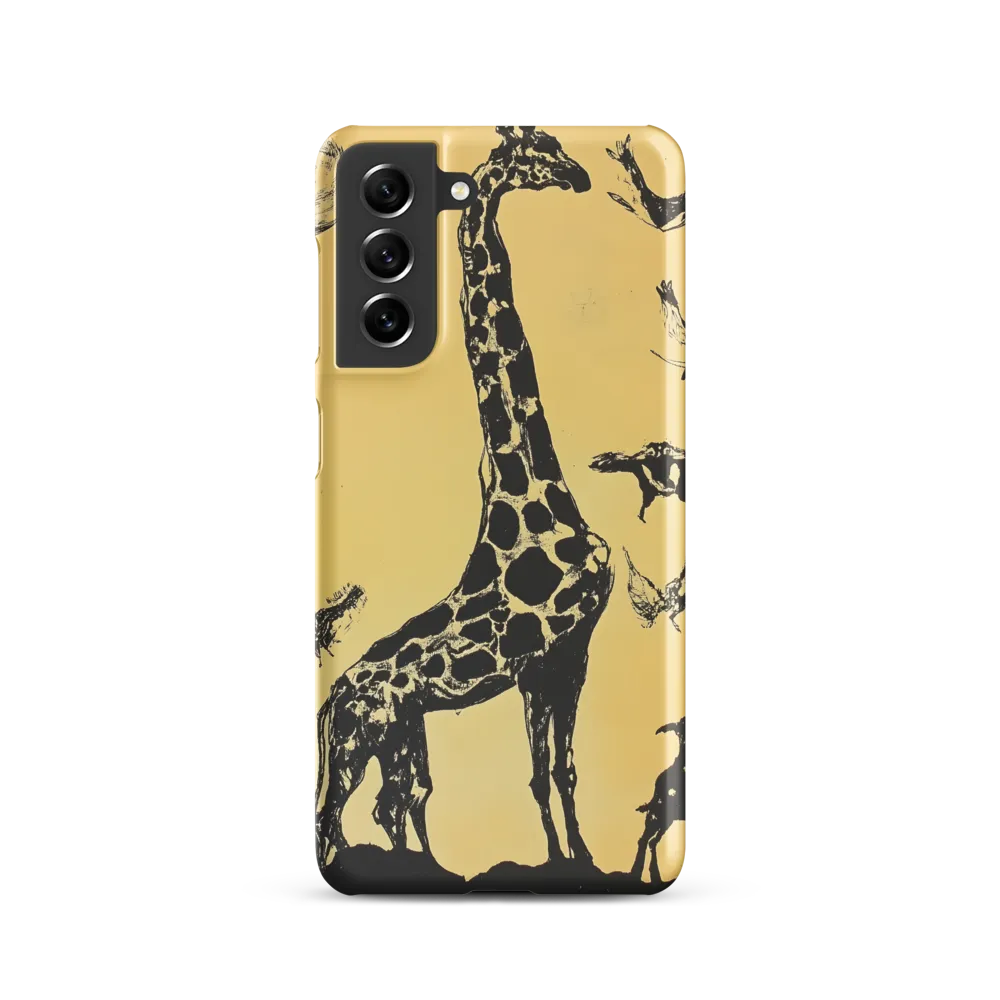 Whimsical Harmony of Giraffe and Birds