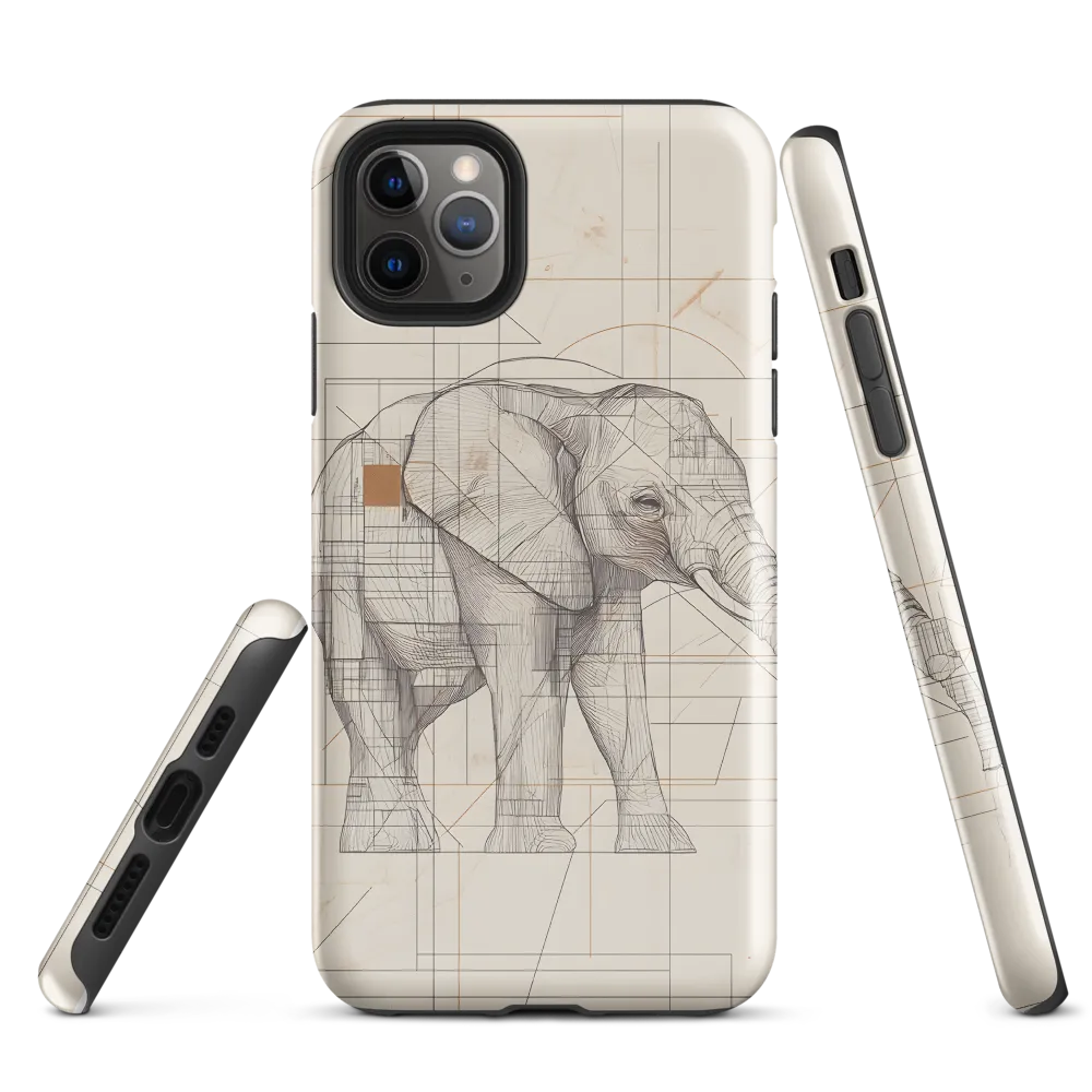 Geometric Elegance: The Steel Elephant | Phone Case |  11 Pro Max | Tough Case | Glossy