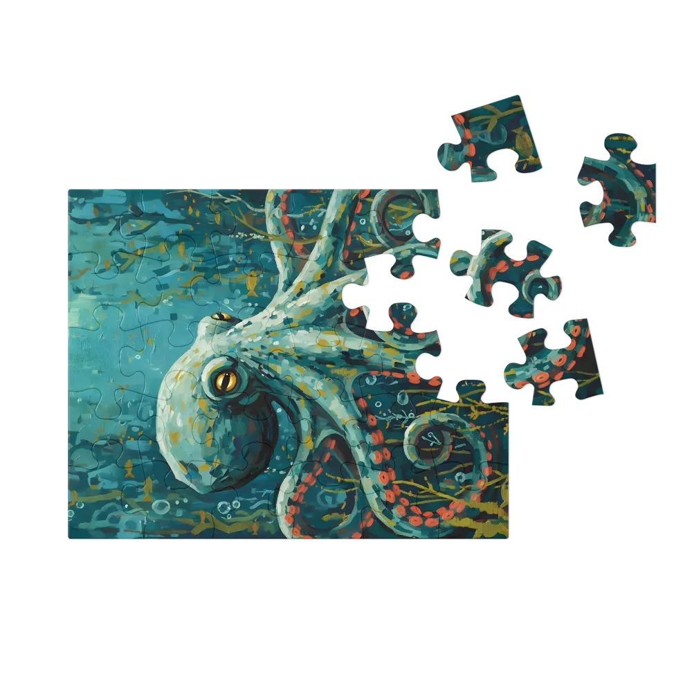 Teal Octopus 
 Jigsaw Puzzle in Tin Box