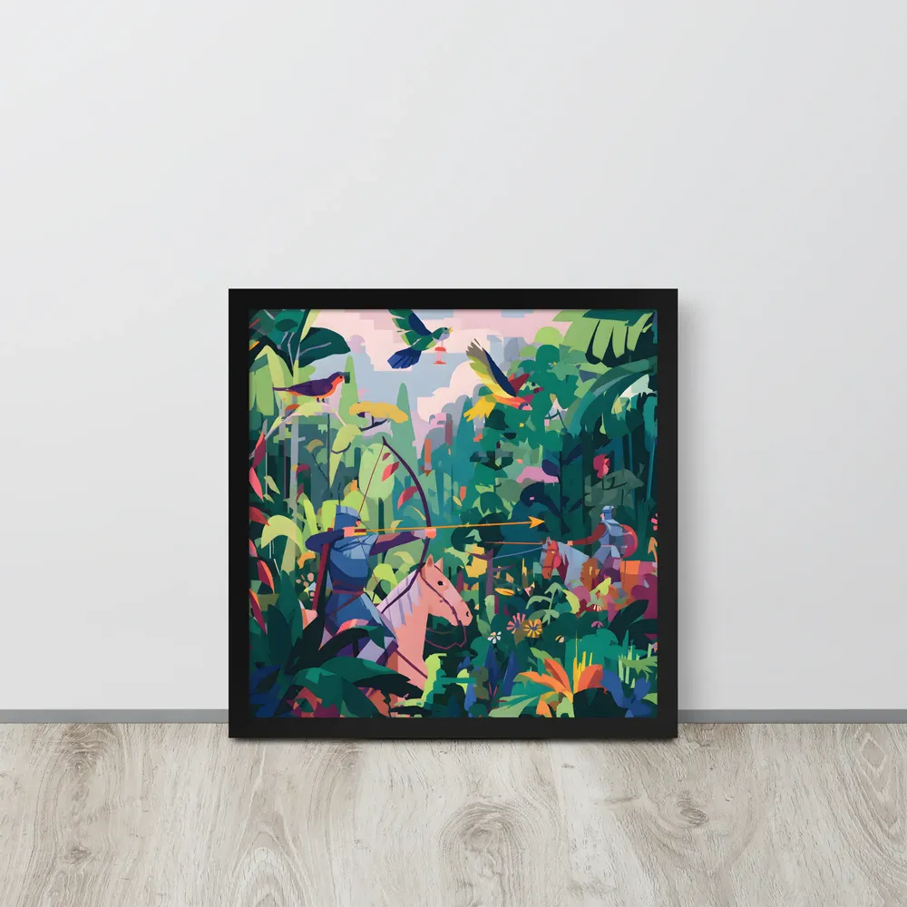 Jungle Archers 
 Poster with Black Frame | 16″x 16″