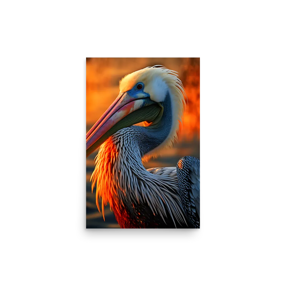 Elegance of the Pelican at Sunset | Poster | 12″×18″