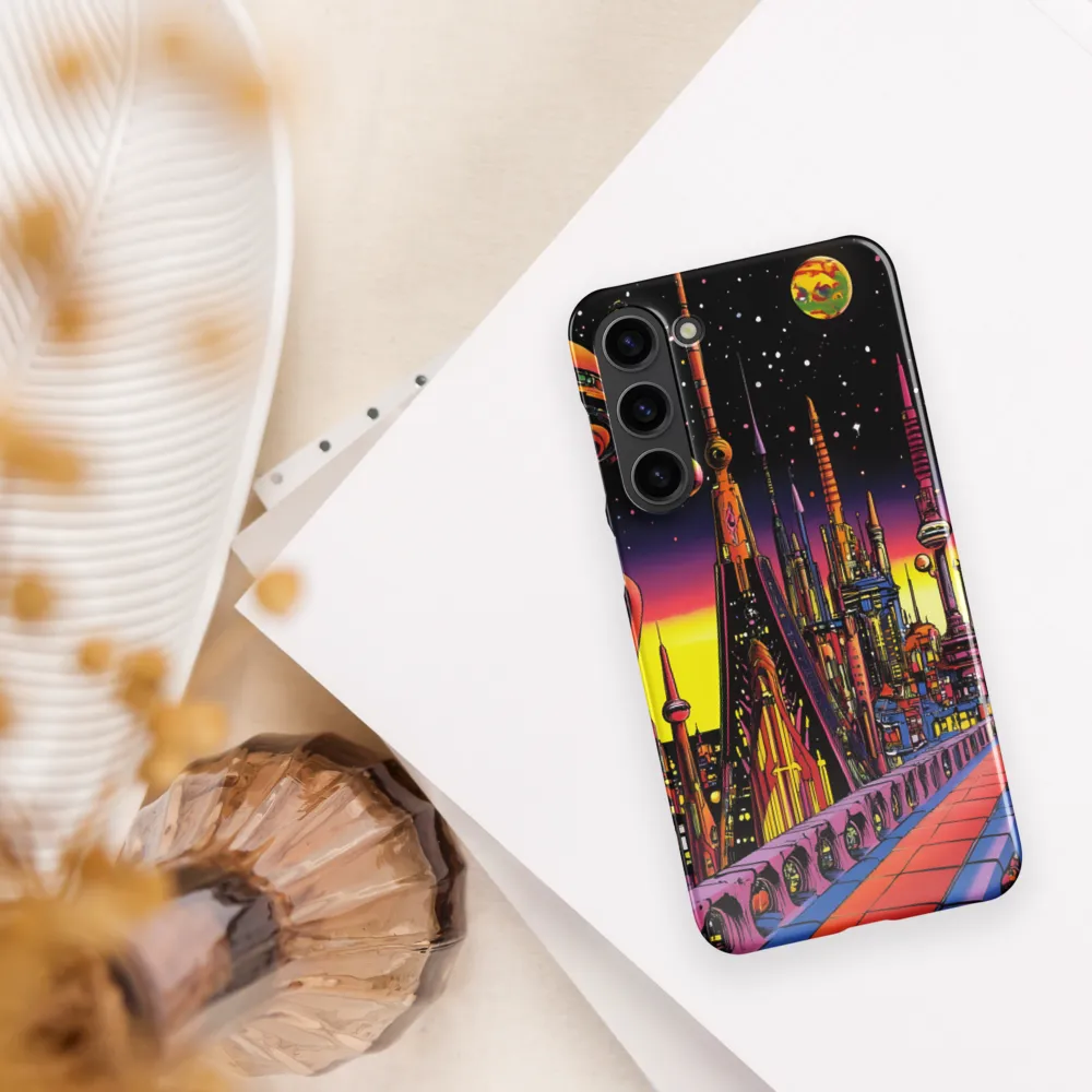 Futuristic Cosmos: A Journey Through Neon Cities | Phone Case |  S23 Plus | Snap Case | Glossy