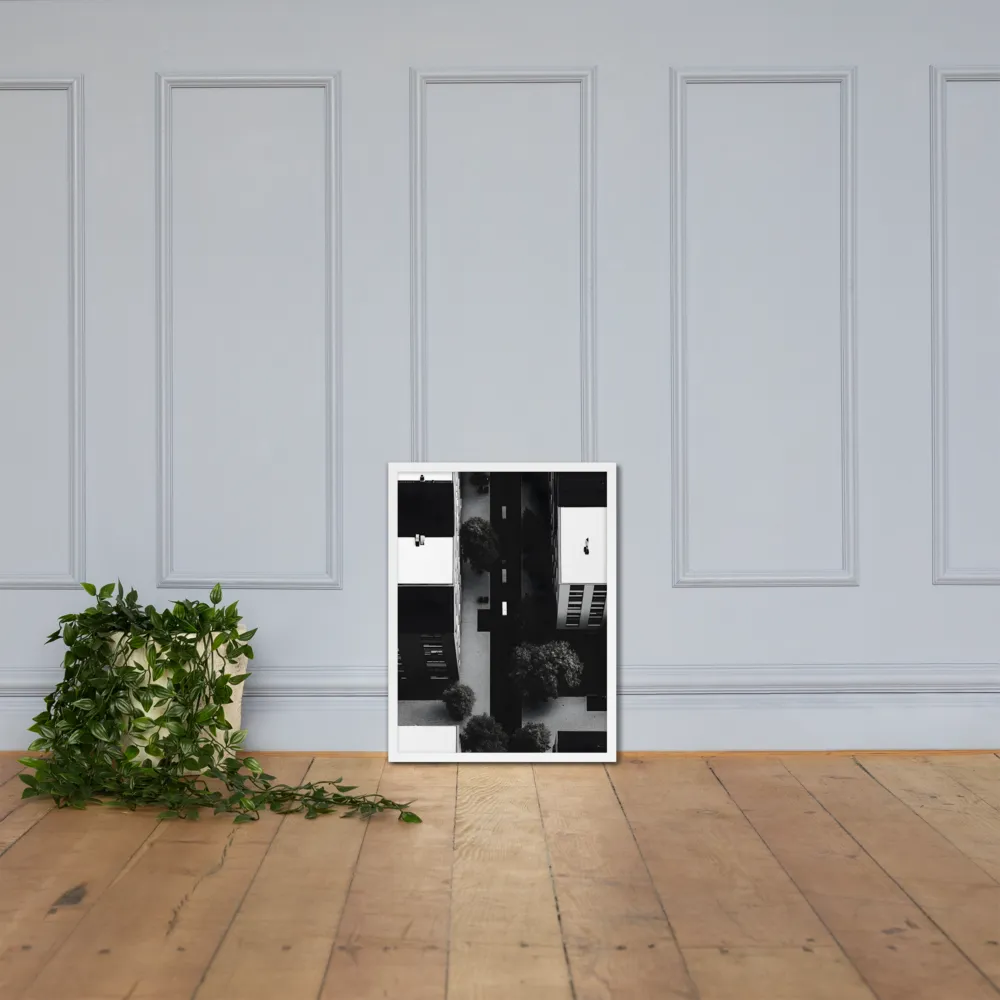 Urban Serenity from Above | Poster with White Frame | 18″×24″