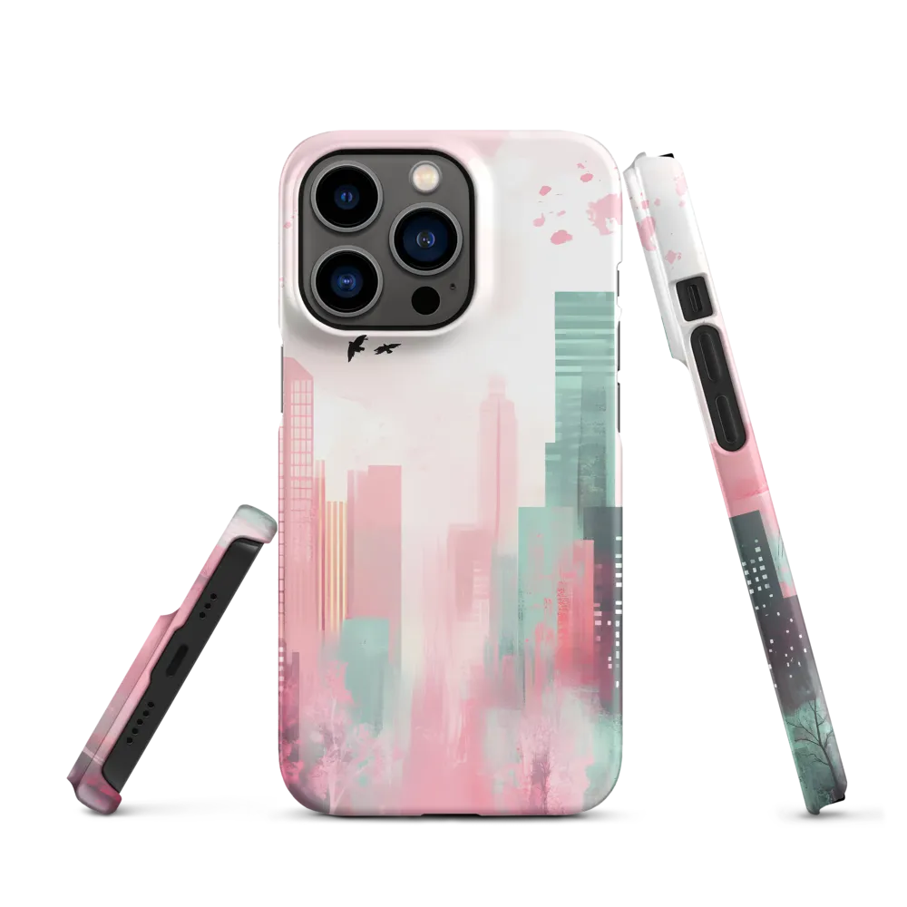 Dreamy Cityscape in Pink and Cyan