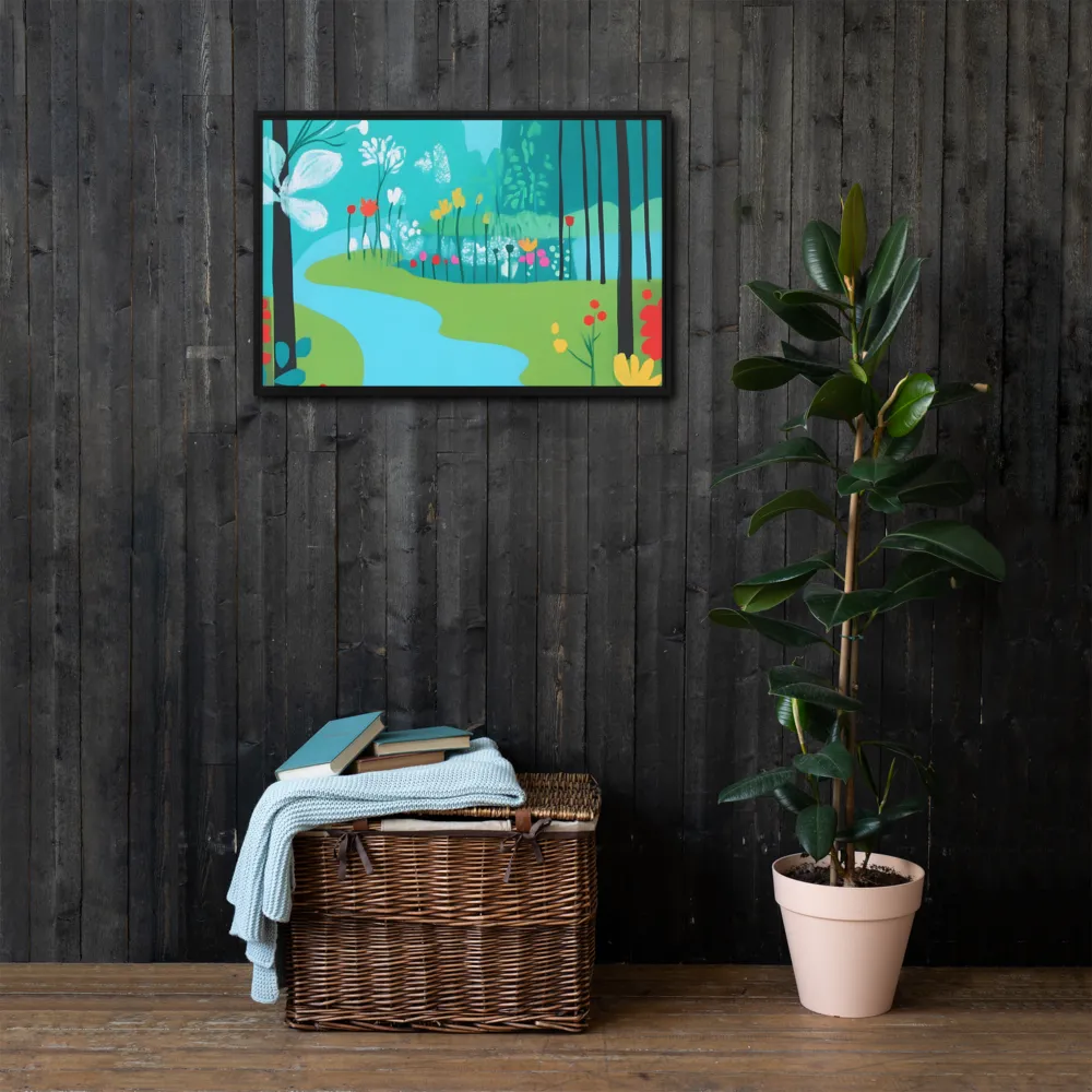 Whispers of Spring: A Colorful Retreat | Canvas with Black Frame | 20″×30″