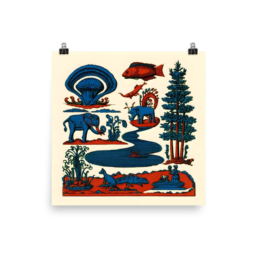 Pondside Elephants 
 Poster | 18″x 18″