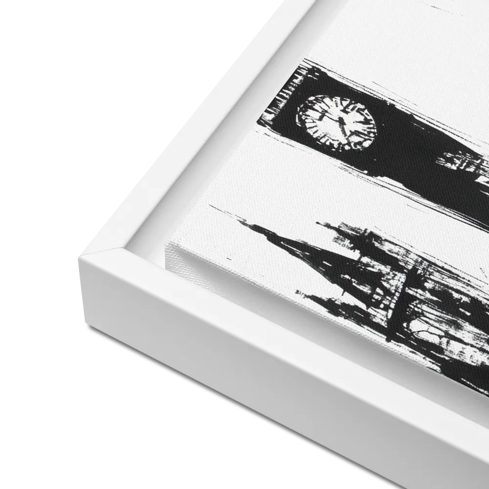 Clock Tower in Motion | Canvas with White Frame | 12″×12″