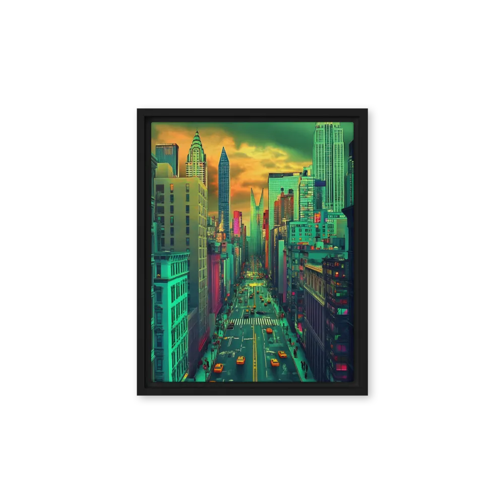Urban Surrealism: Neon Dreams | Canvas with Black Frame | 11″×14″