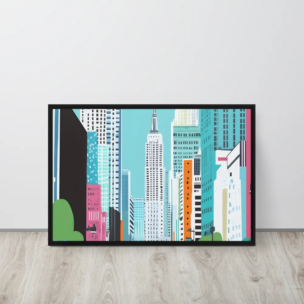 Urban Symphony: A Modern Cityscape | Canvas with Black Frame | 20″×30″