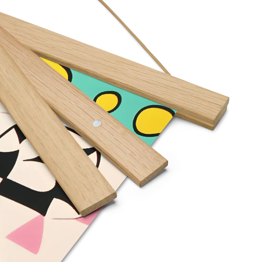 Joyful Geometry: A Playful Dance of Shapes and Colors | Poster With Oak Wood Hanger | 14″×14″