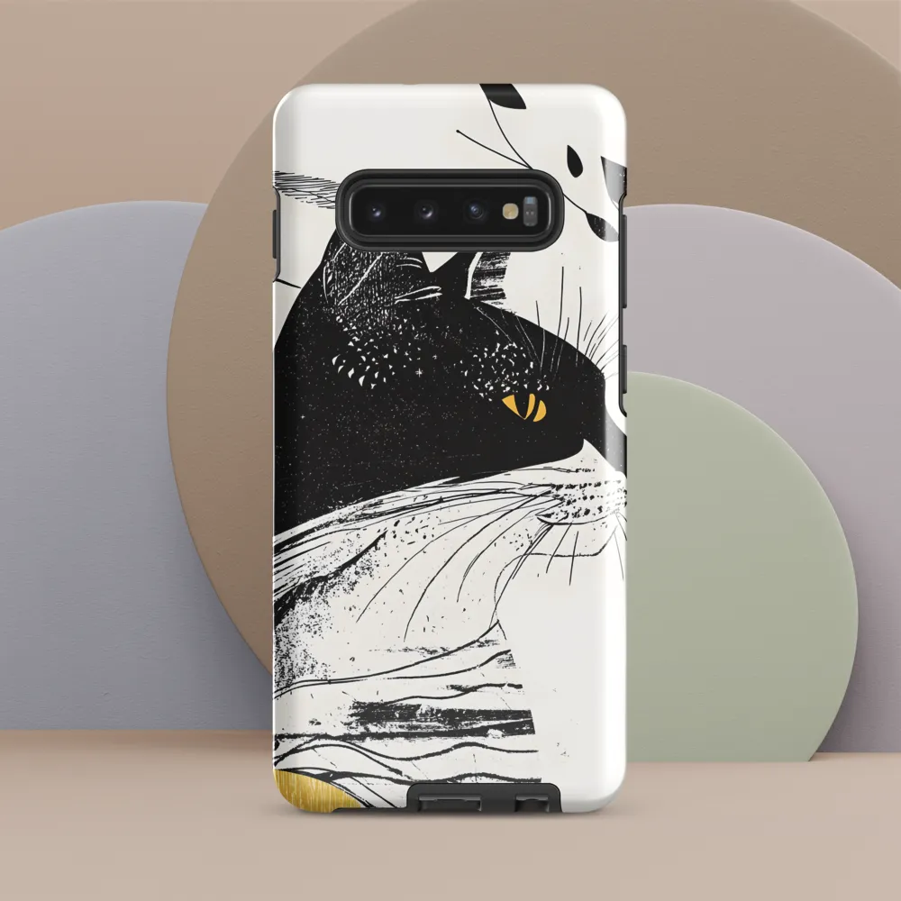 Whiskered Elegance: A Minimalist Cat Profile | Phone Case |  S10 Plus | Tough Case | Glossy