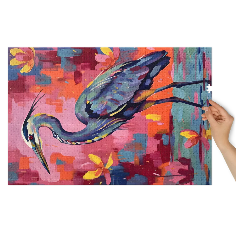 Chromatic Heron 
 Jigsaw Puzzle in Tin Box