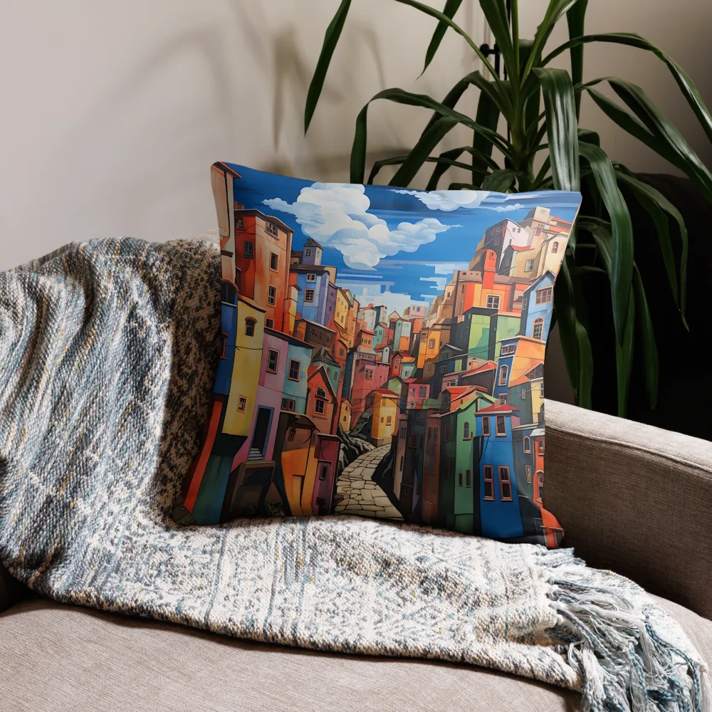 Whimsical Heights: A Vibrant Cityscape | Pillow & Pillow Case | Multiple Sizes