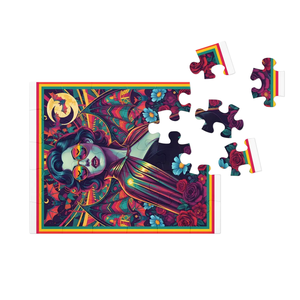 Neon Vampire Muse 
 Jigsaw Puzzle in Tin Box