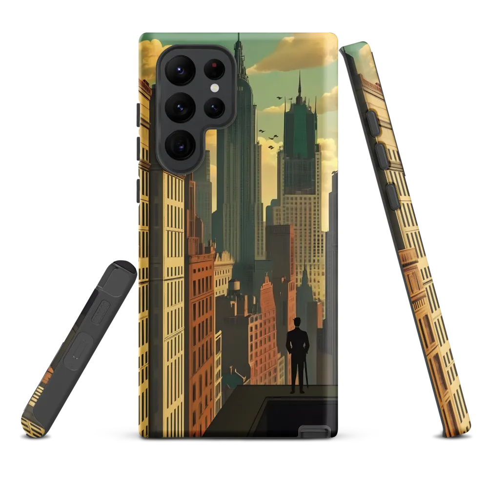 Urban Dreams: A Silhouette in Art Deco Cityscape