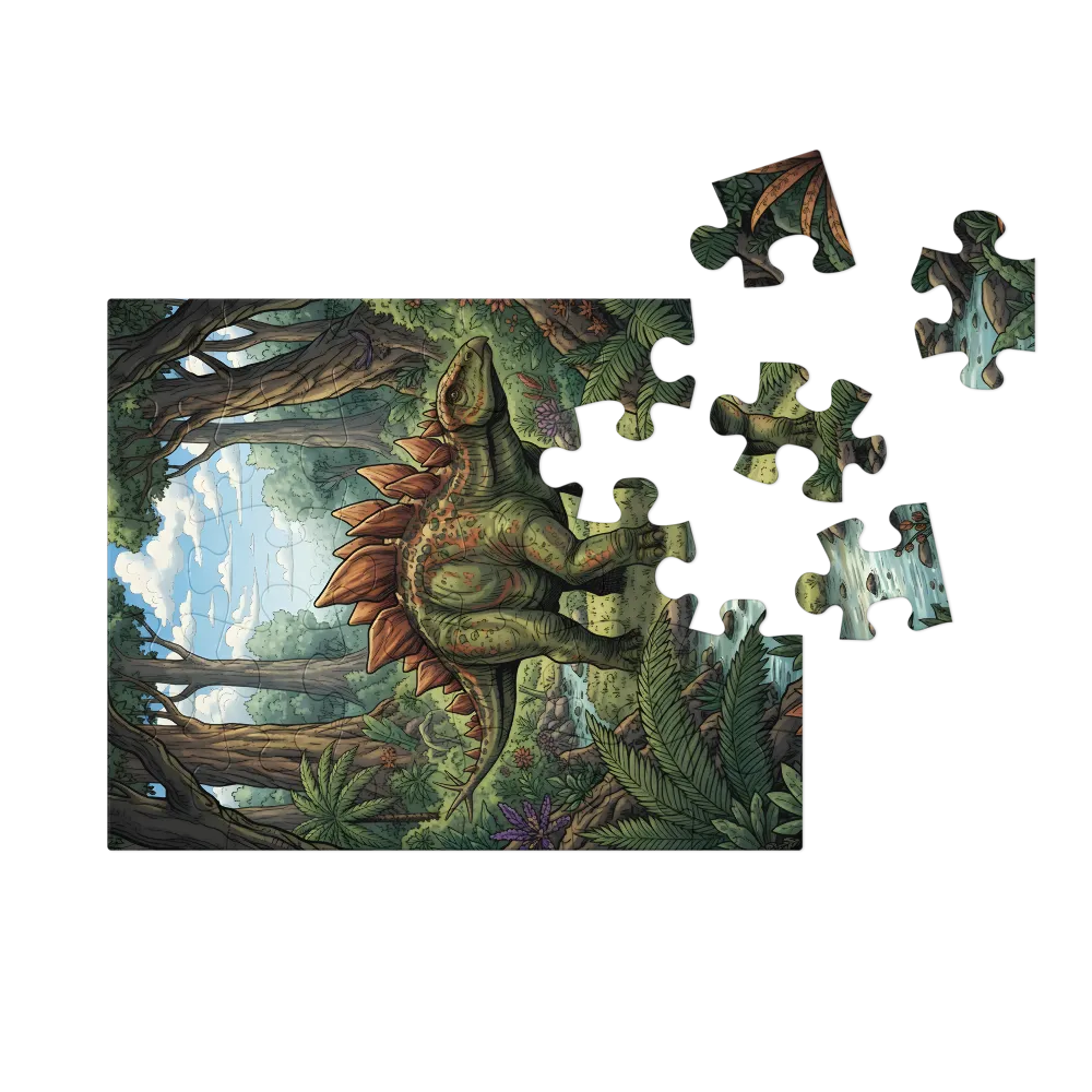 Forest Stegosaurus 
 Jigsaw Puzzle in Tin Box