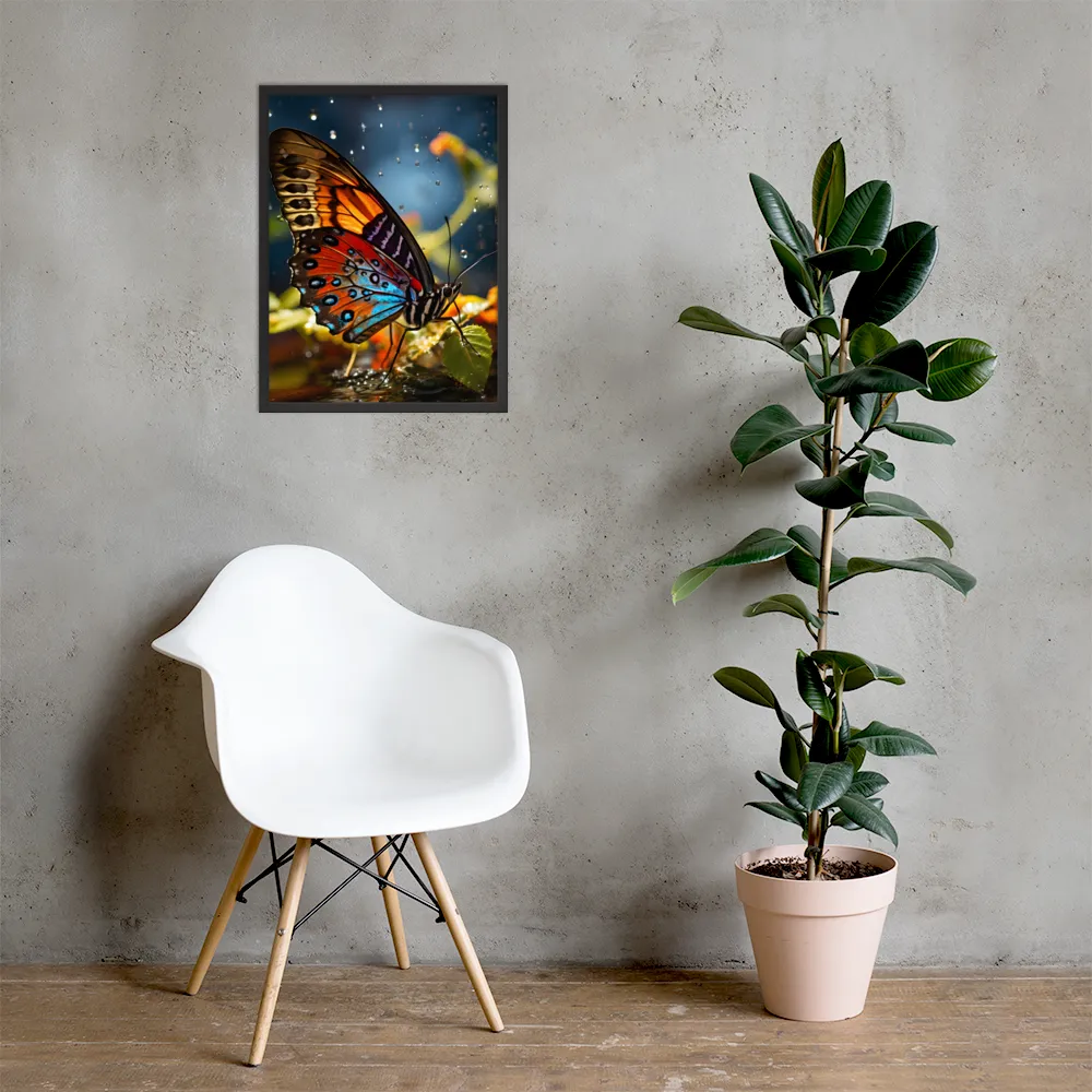 Dance of Colors: The Butterfly's Elegance | Poster with Black Frame | 18″×24″