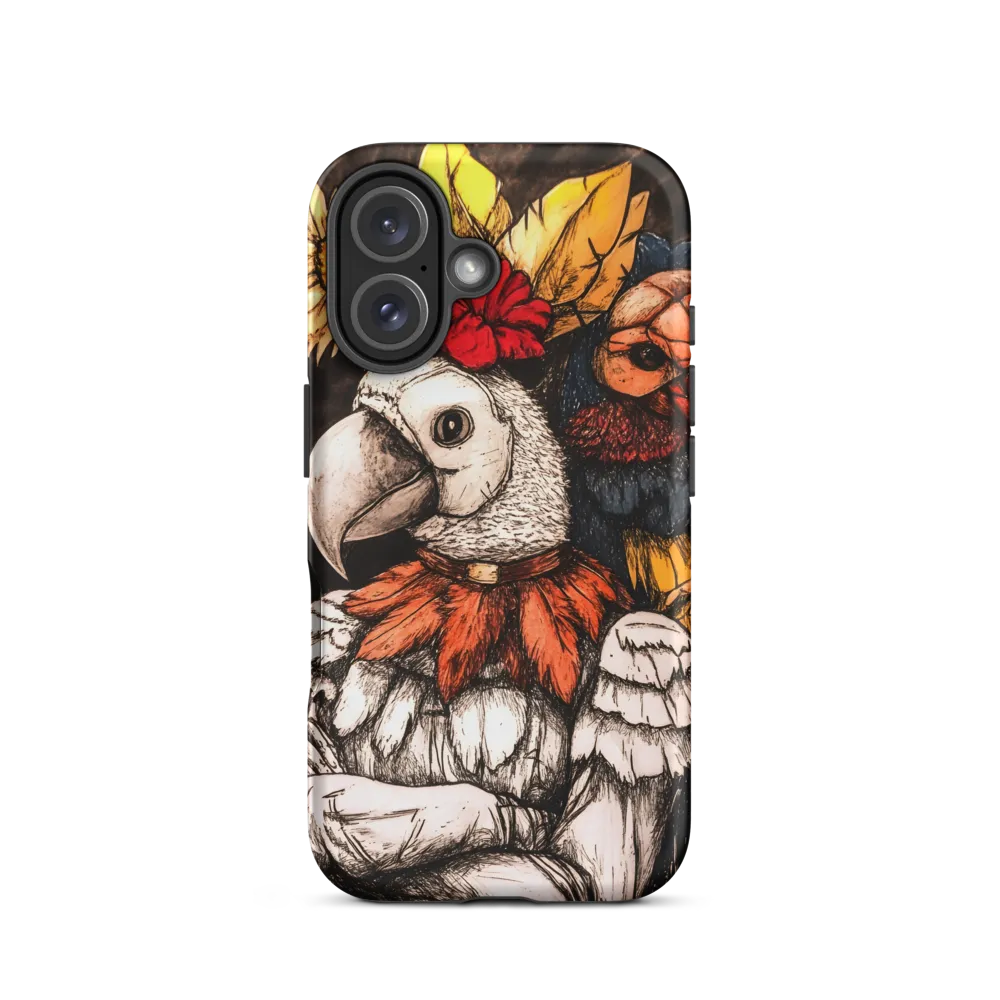 The Surreal Guardian: A Dance of Feathers and Flowers | Phone Case