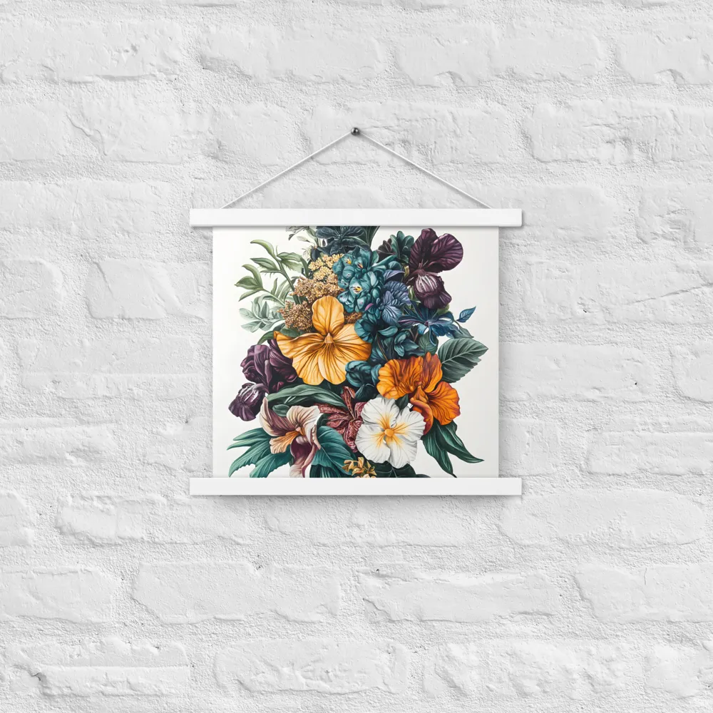 Floral Symphony | Poster With White Wood Hanger | 14″×14″