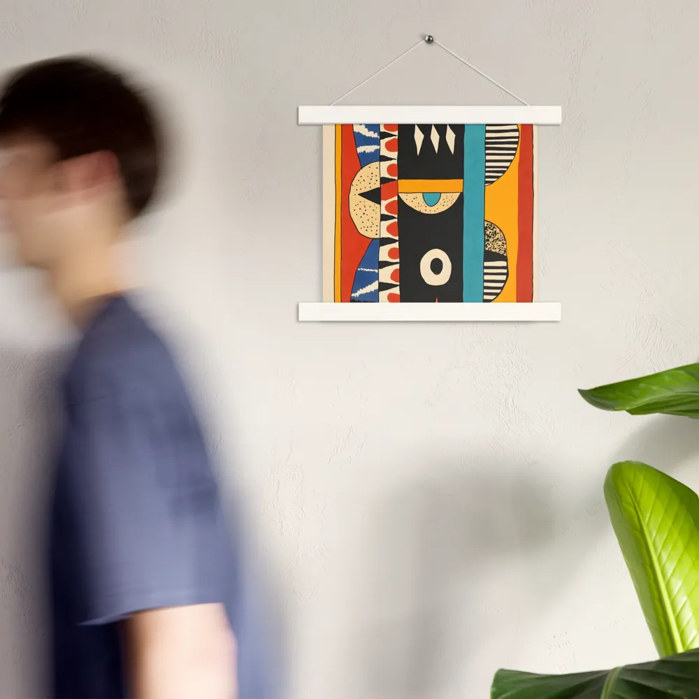 Playful Geometry: A Modern Abstract Exploration | Poster With White Wood Hanger | 10″×10″