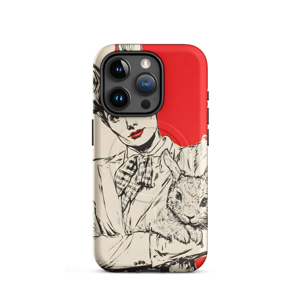 Whimsical Elegance: The Rabbit Lady | Phone Case |  15 Pro | MagSafe® Tough Case | Matte