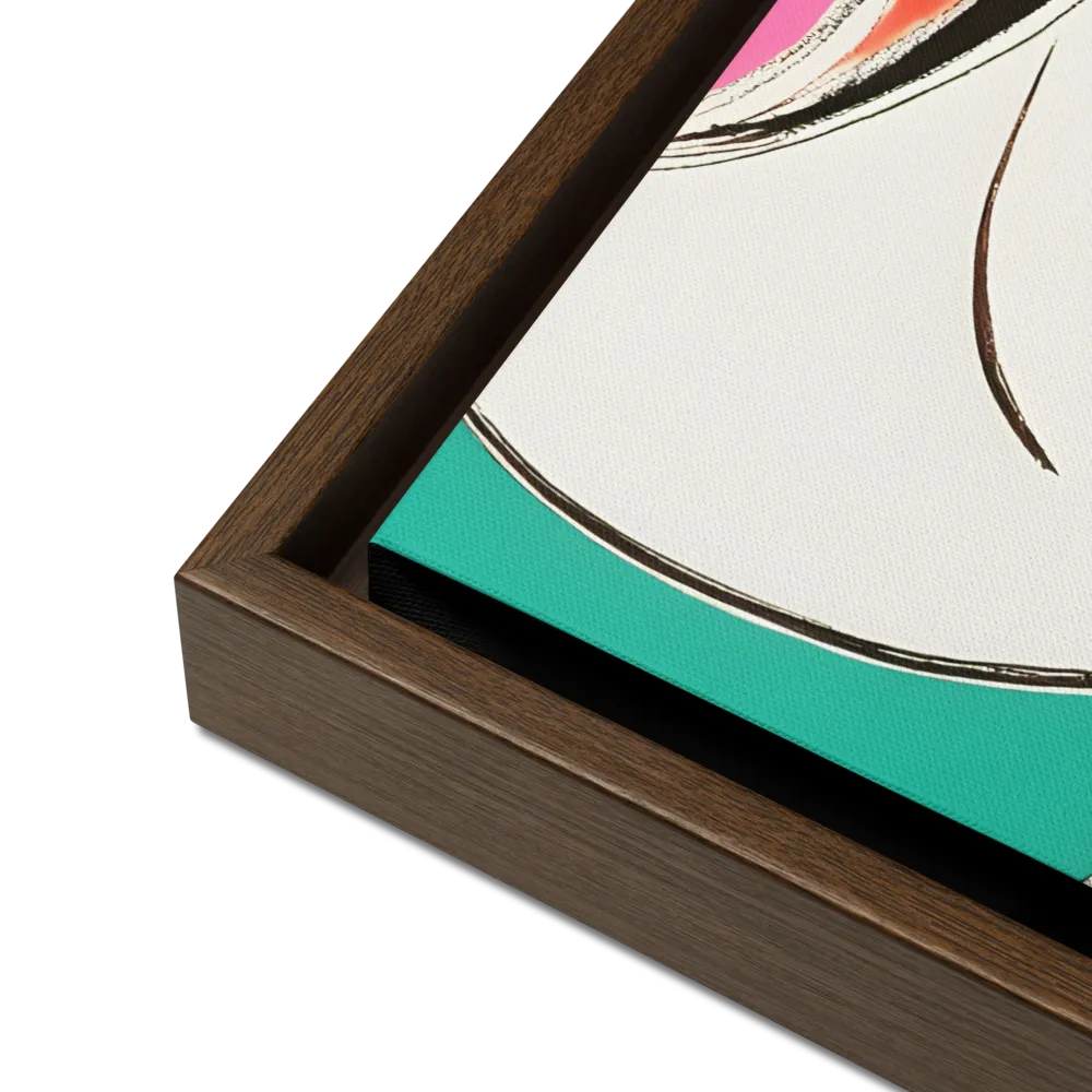 Whimsical Portrait in Colorful Abstraction | Canvas with Brown Frame | 16″×20″