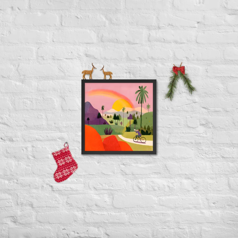 Sunlit Bicycle Ride 
 Poster with Black Frame | 16″x 16″