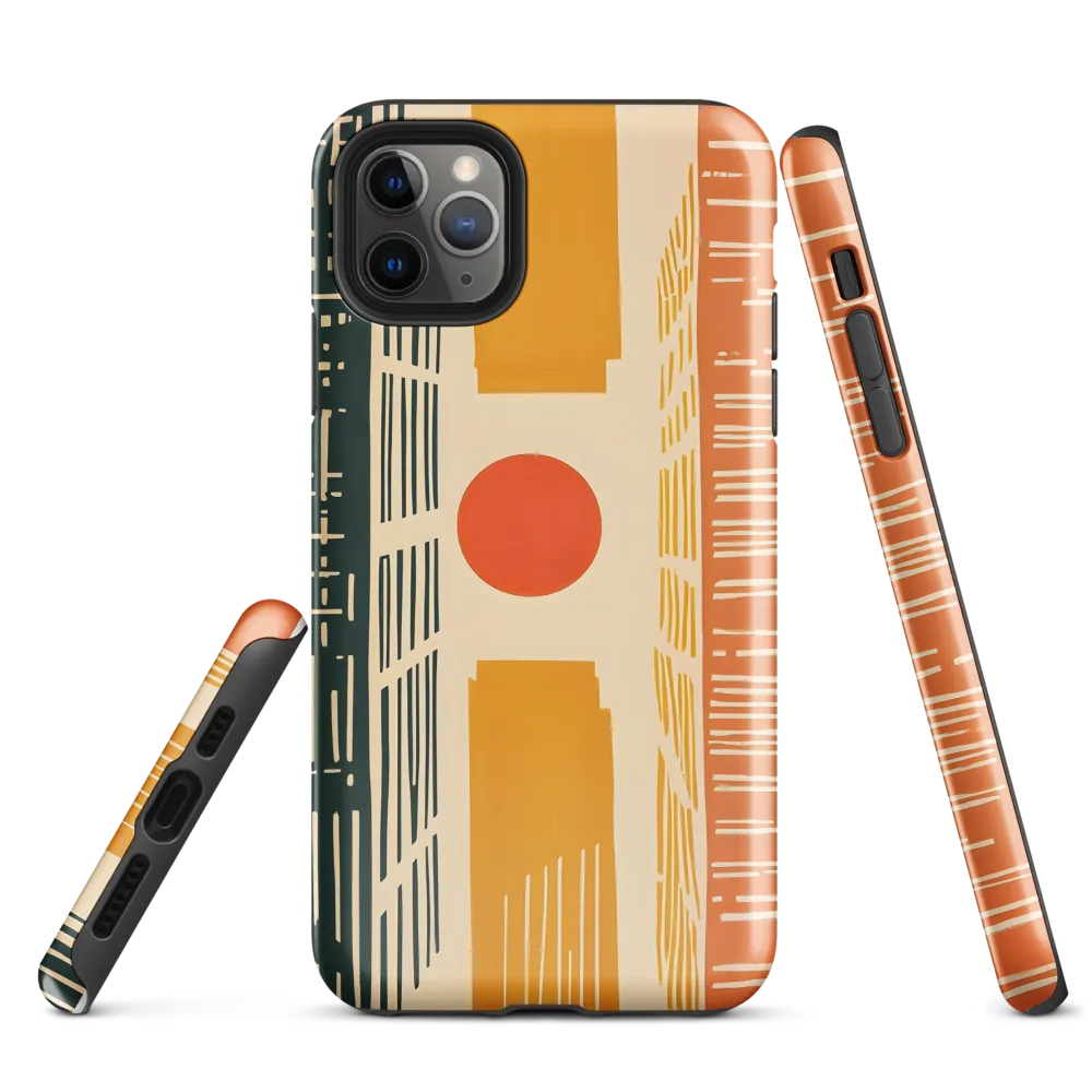 Urban Harmony: A Geometric Sunrise | Phone Case |  11 Pro Max | Tough Case | Glossy