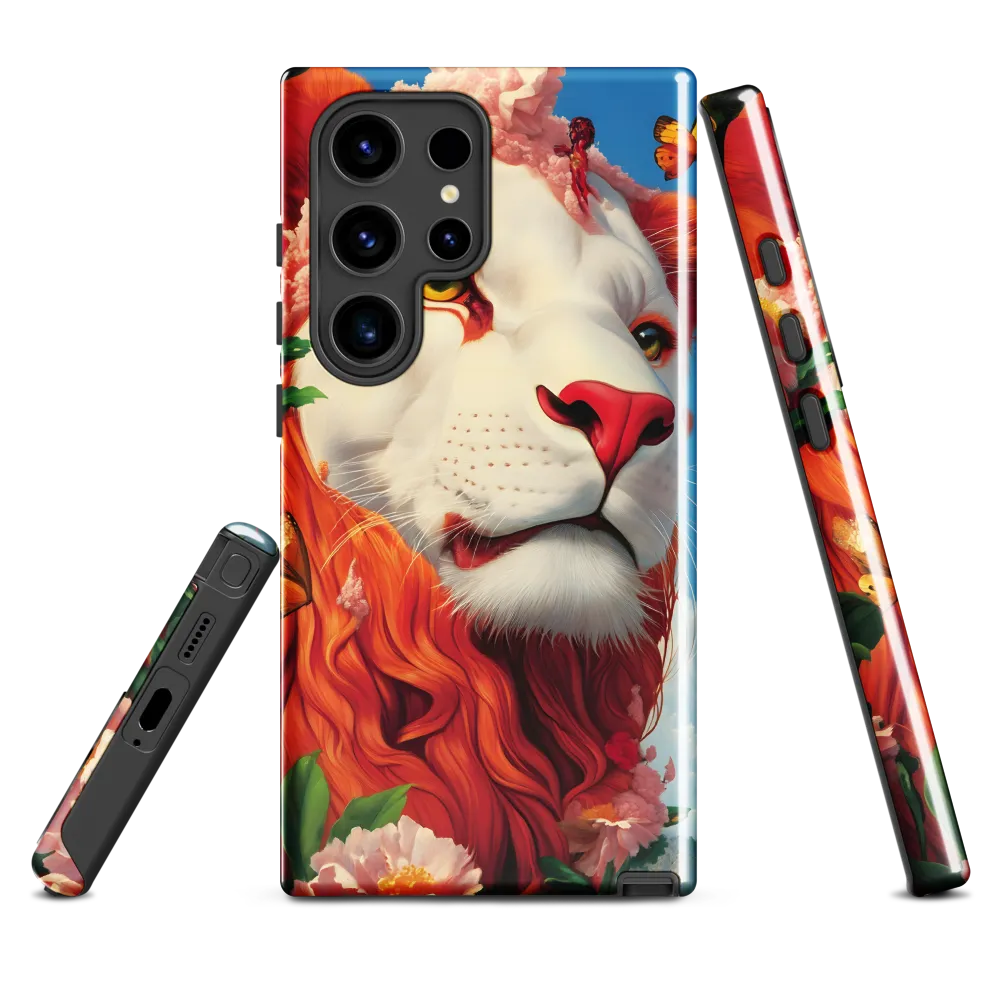 Majestic Lion Amidst Floral Splendor