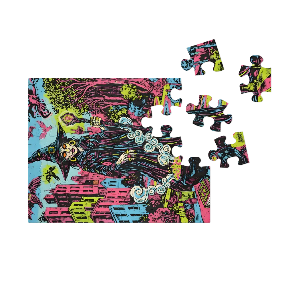 Neon City Witch 
 Jigsaw Puzzle in Tin Box