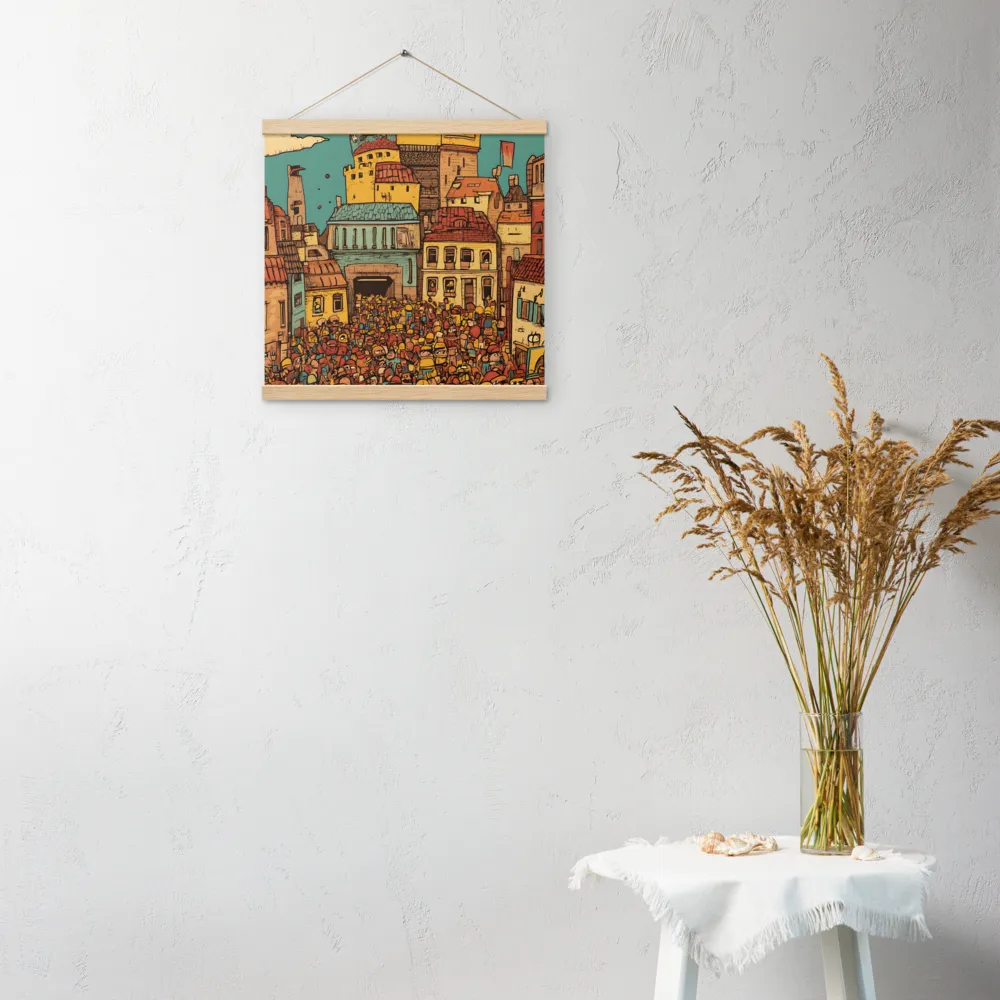 The Quirky City Gathering | Poster With Oak Wood Hanger | 16″×16″