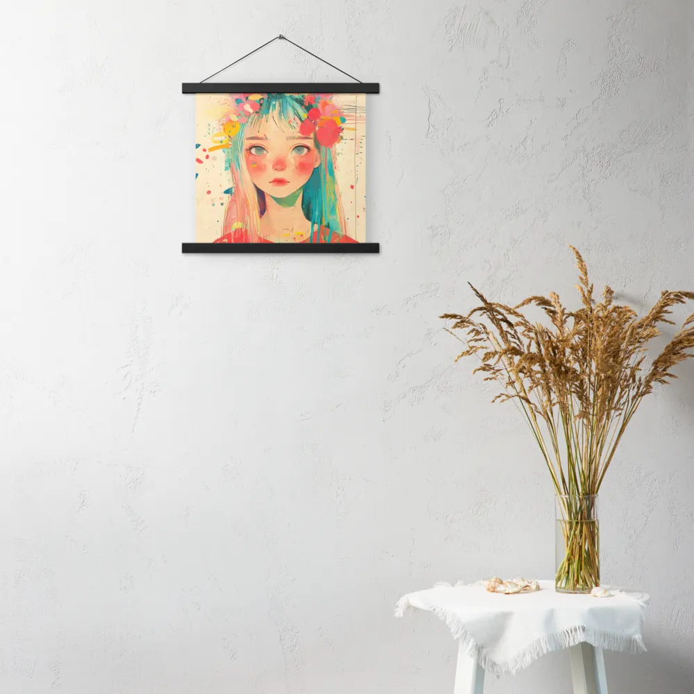 Whimsical Blossom | Poster With Black Wood Hanger | 14″×14″