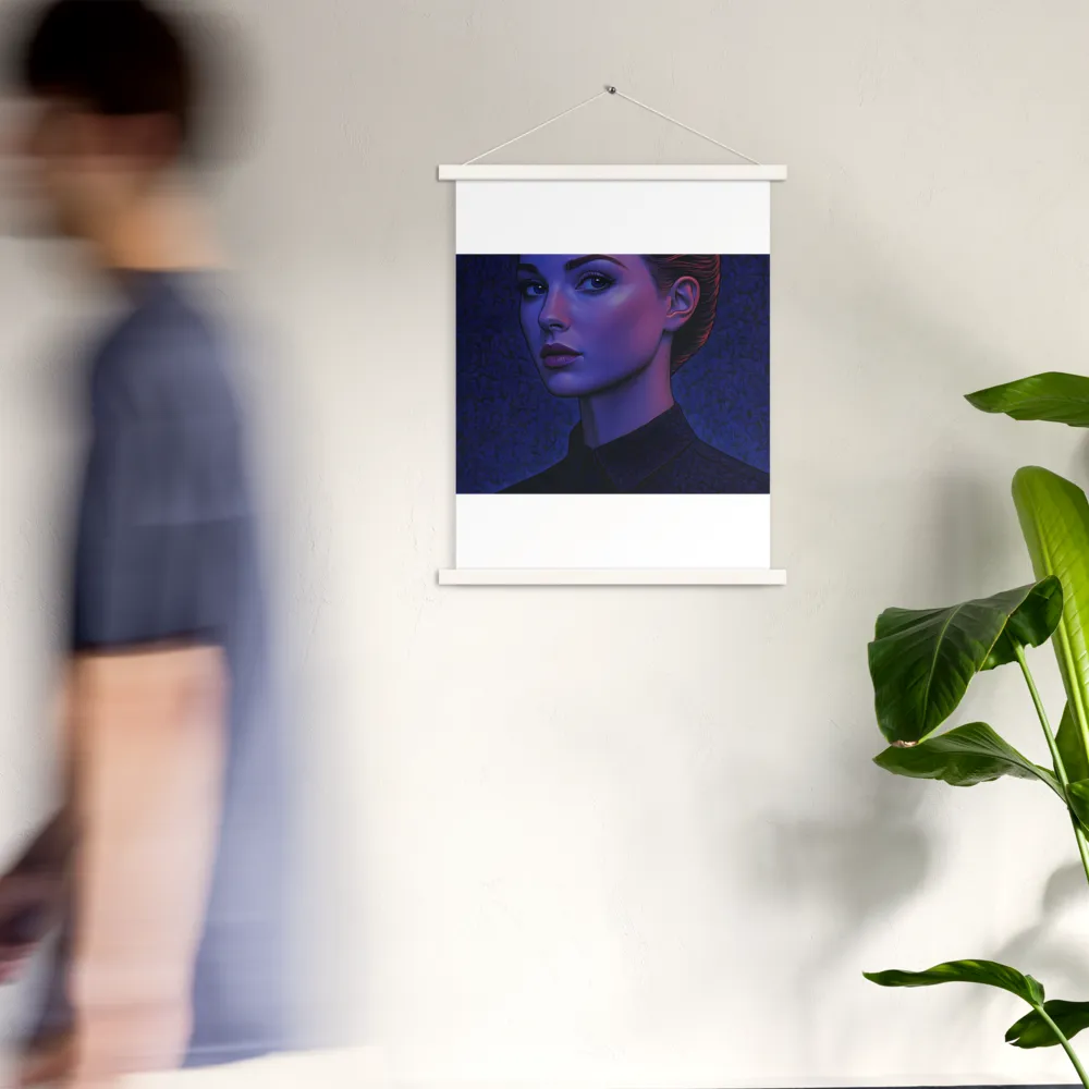 Ethereal Portrait in Blue and Red | Poster With White Wood Hanger | 18″×24″