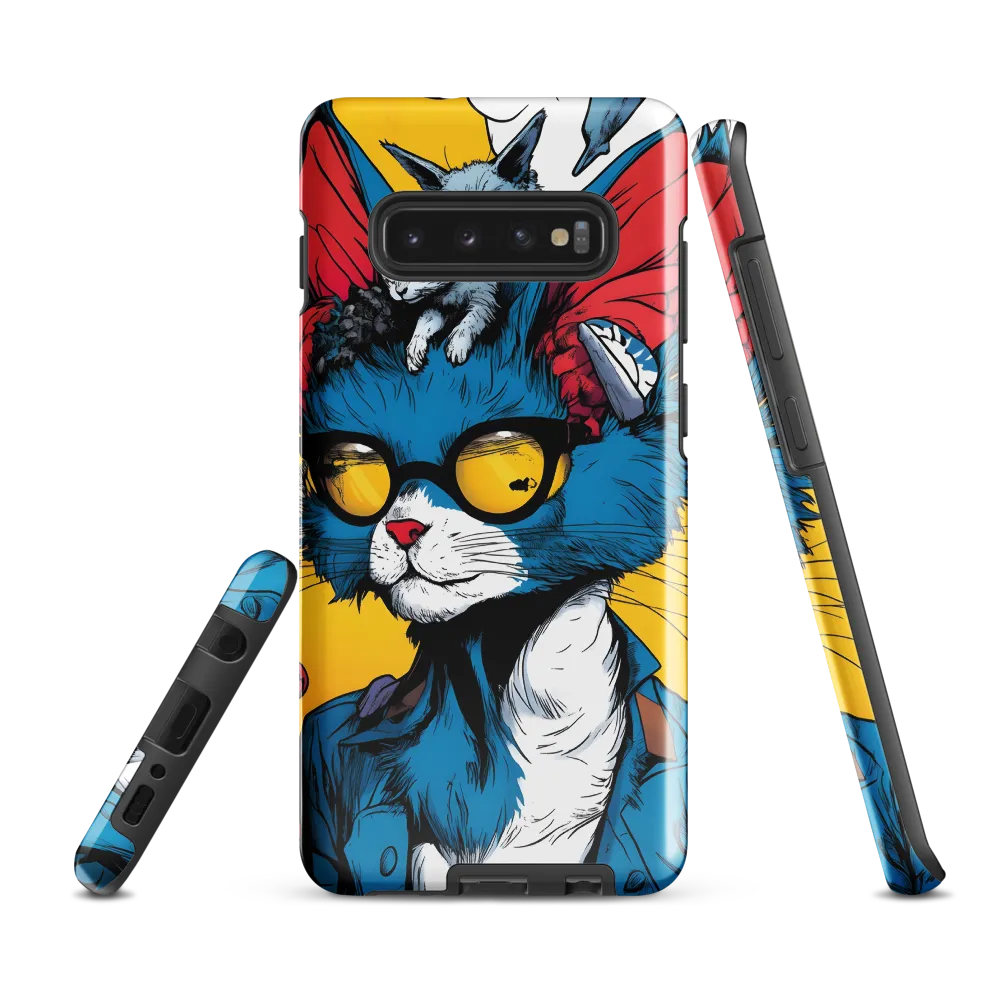 Whimsical Feline Coolness | Phone Case |  S10 Plus | Tough Case | Glossy