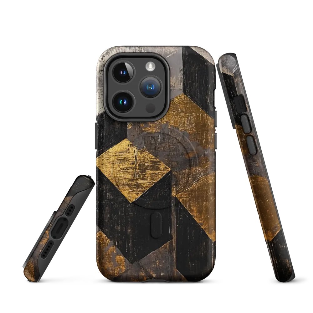 Geometric Harmony in Gold and Black | Phone Case |  14 Pro | MagSafe® Tough Case | Matte