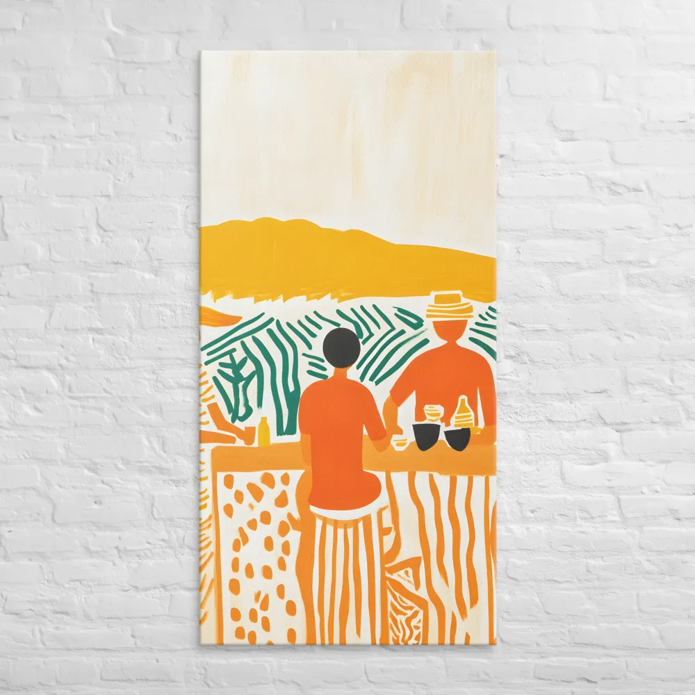 Summer Vibes: Café Conversations | Canvas | 30″×60″