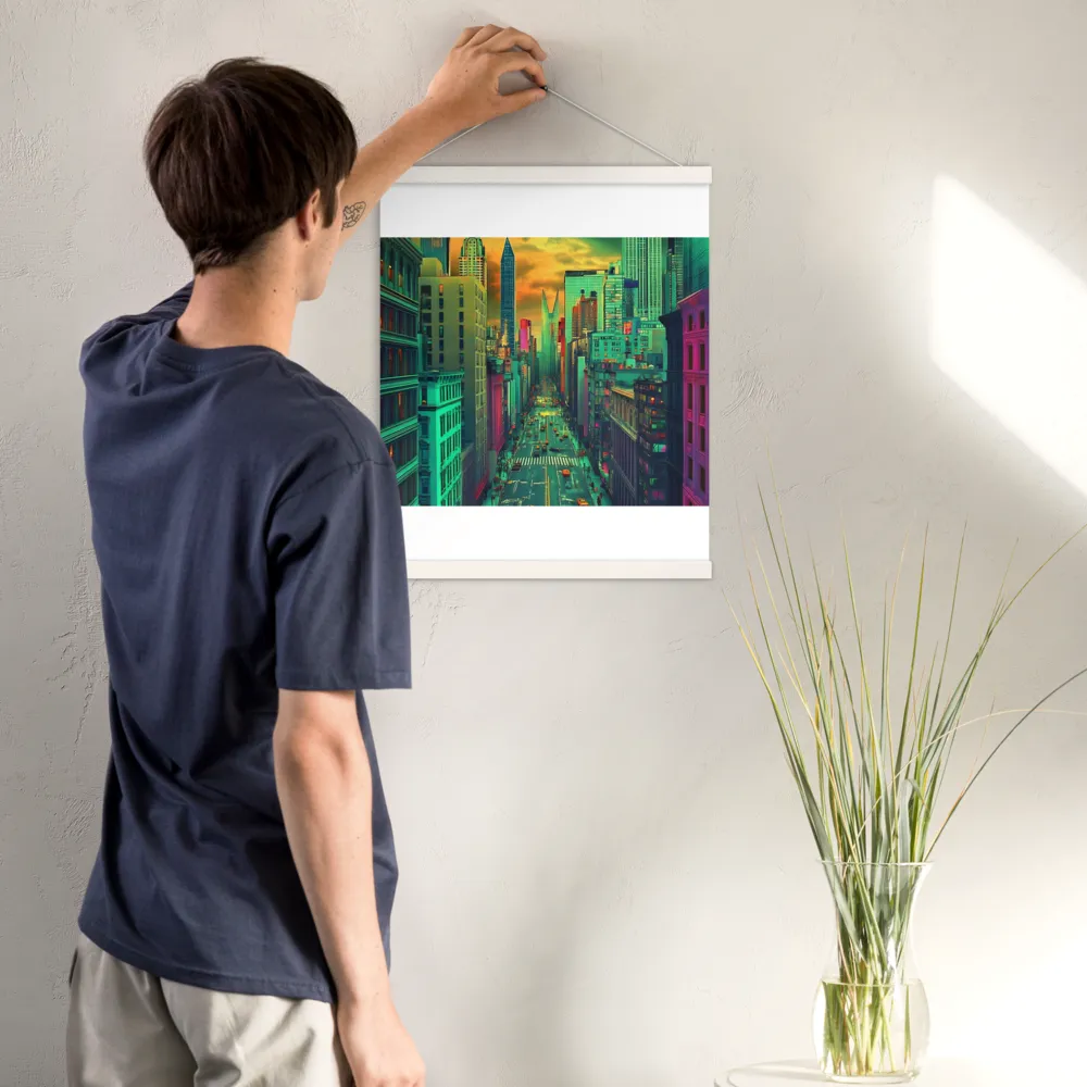 Urban Surrealism: Neon Dreams | Poster With White Wood Hanger | 16″×20″