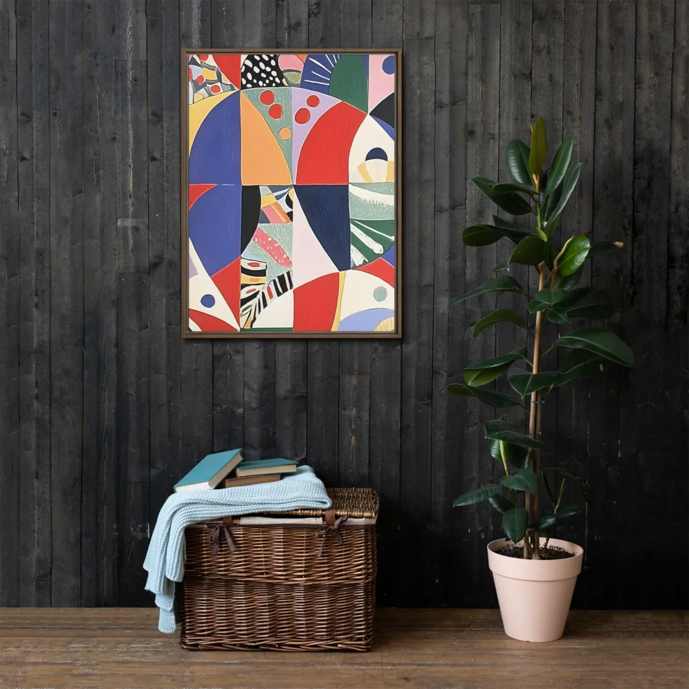 Dynamic Mosaic Symmetry | Canvas with Brown Frame | 24″×32″