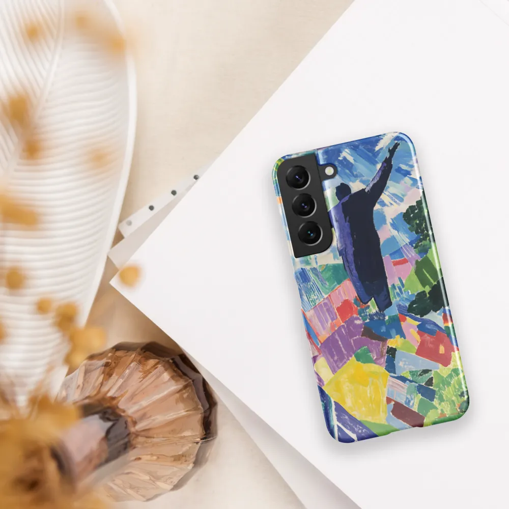 Elysium: A Soaring Figure Amidst Colorful Landscapes | Phone Case |  S22 | Snap Case | Glossy