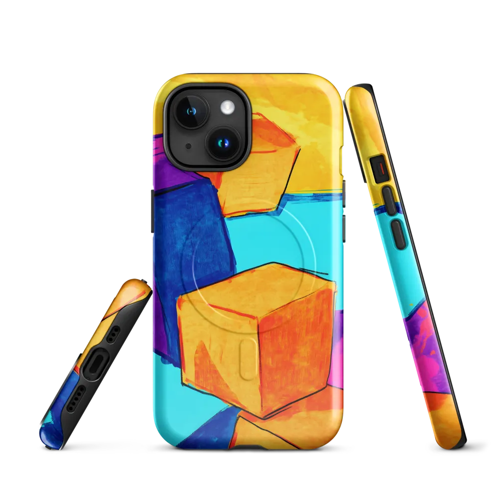 Playful Cubes in Vibrant Harmony | Phone Case |  15 | MagSafe® Tough Case | Glossy