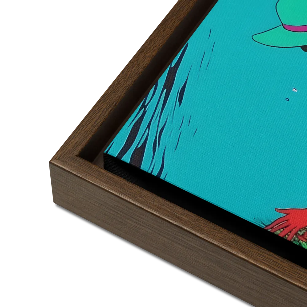 Whimsical Encounter | Canvas with Brown Frame | 12″×12″