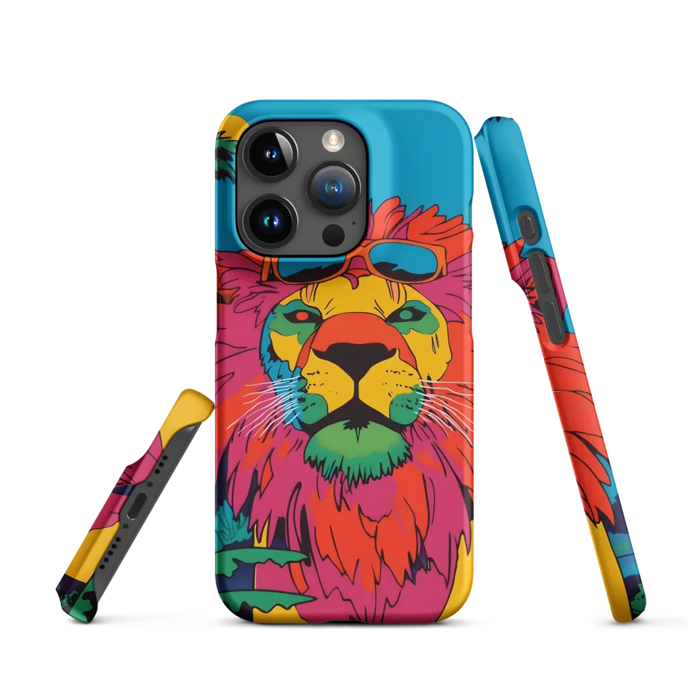 Lion with Sunglasses: A Vibrant Tropical Portrait | Phone Case |  15 Pro | Snap Case | Matte
