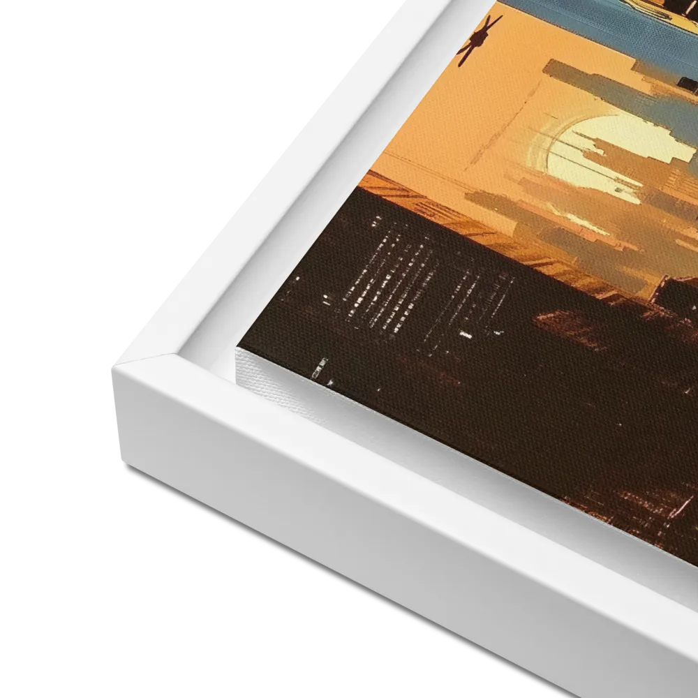 Metro Nexus: A Futuristic Cityscape | Canvas with White Frame | 12″×16″