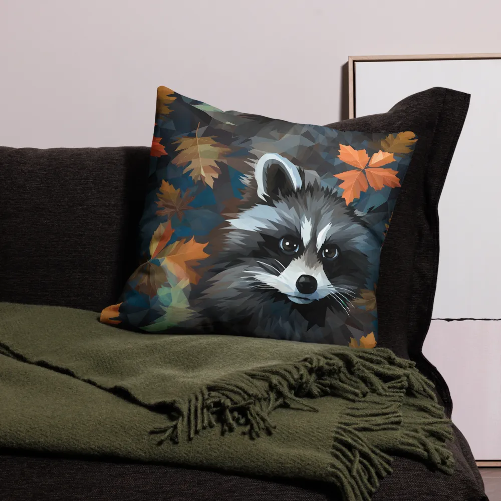 Whispers of Autumn: The Raccoon's Gaze | Pillow | 22″×22″